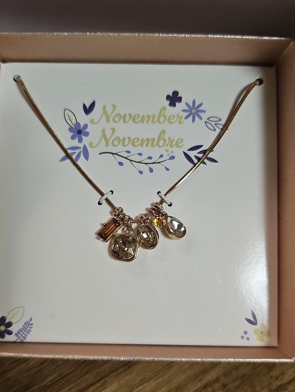 Gold-Tone Multi Charm Necklace - November